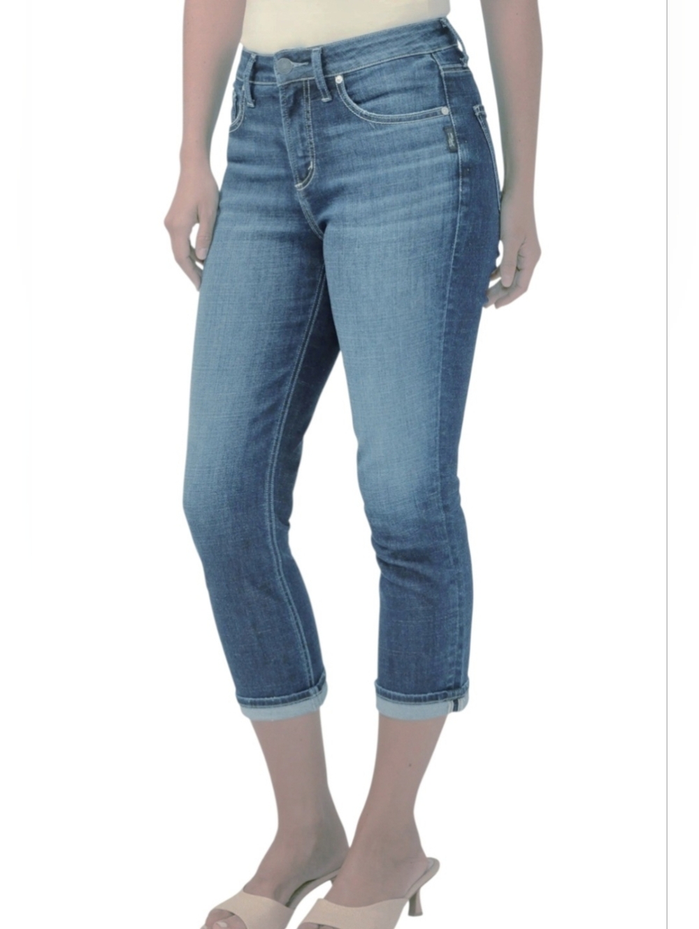 Silver Jeans Co. Womens Size W26 L25 Blue Denim Avery Skinny Crop Jeans